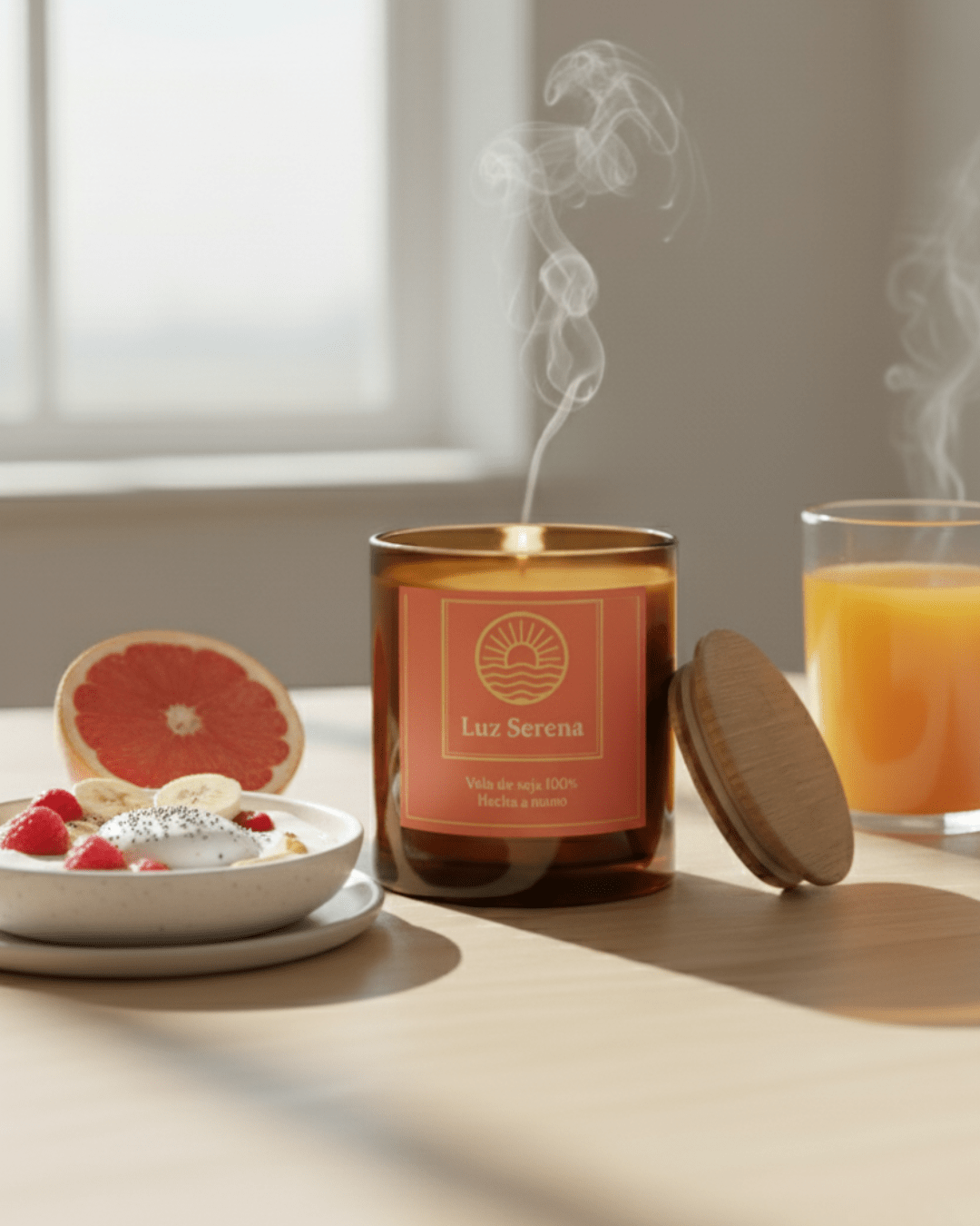 Luz Serena – Vela para despertar la energía positiva - Nuvola Momentos